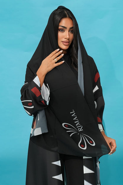 Dima Black-Red Abaya