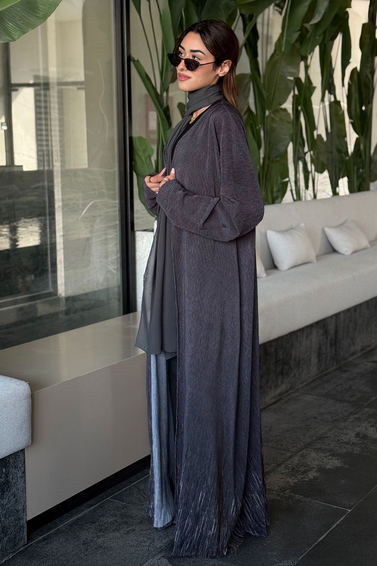 Flona Green-Gray Abaya