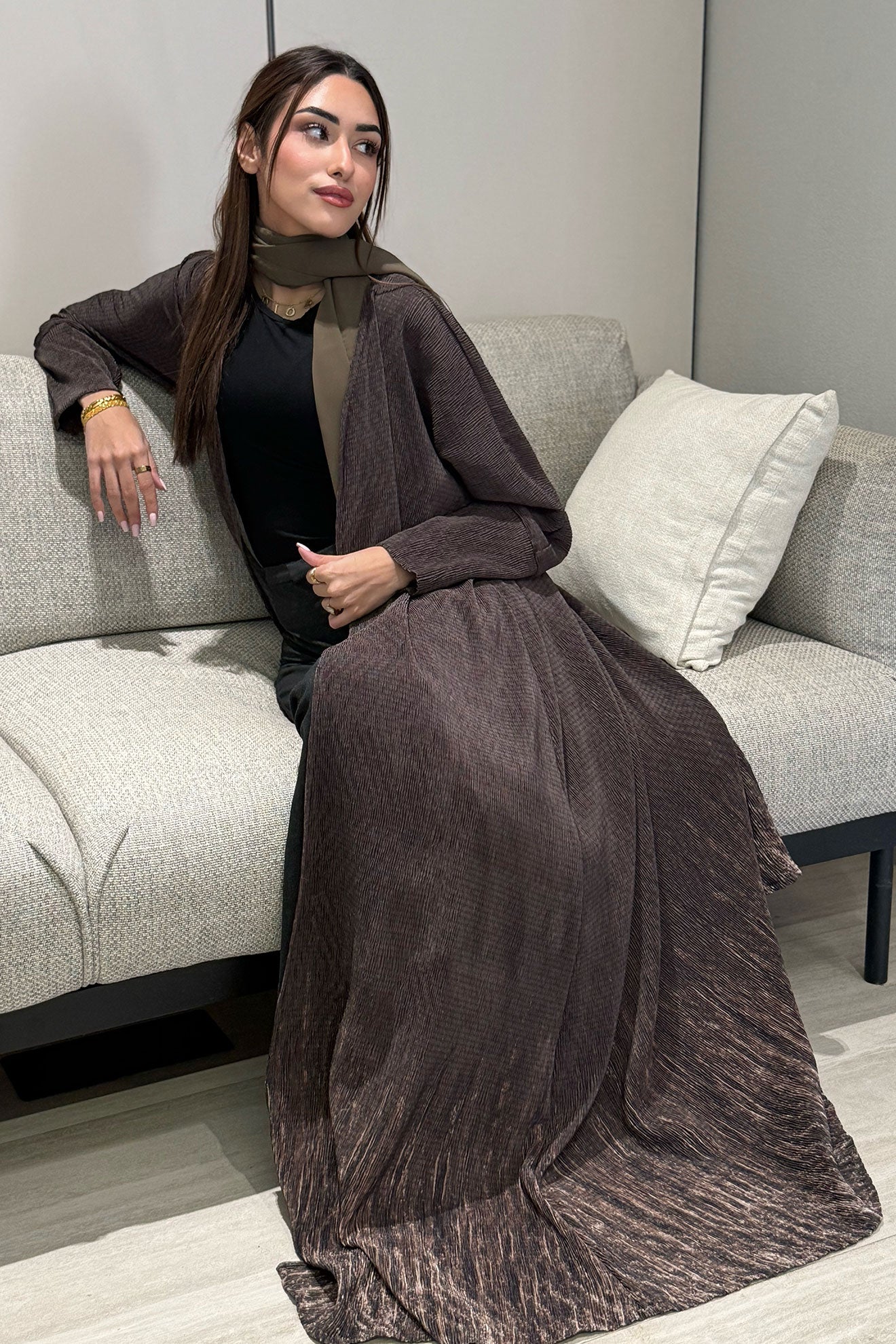 Flona Olive Green Abaya
